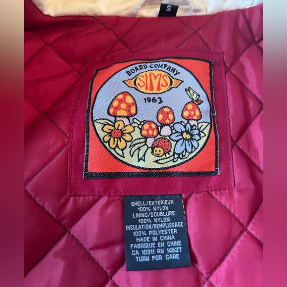 Vintage Sims retro style ski jacket cream blue size Small - Picture 8 of 9